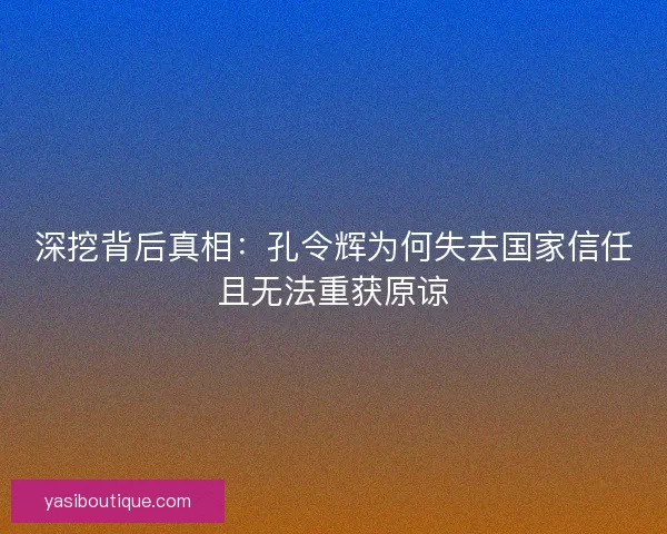 深挖背后真相：孔令辉为何失去国家信任且无法重获原谅